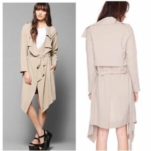 UNIF Flasher Asymmetrical Camel Draped Trench Coat- in just like new Condition